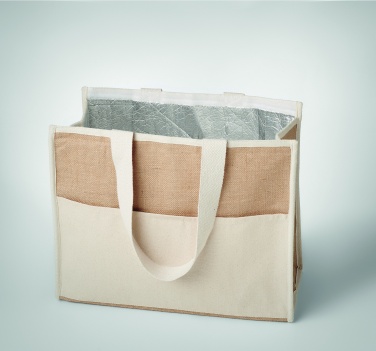 Logo trade promotional gift photo of: Jute and canvas cooler bag