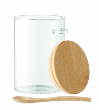 Logo trade promotional merchandise picture of: Glass jar with spoon 600 ml