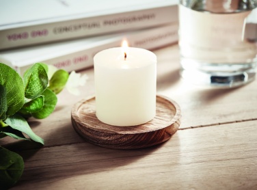 Logo trade promotional giveaway photo of: Candle on round wooden base
