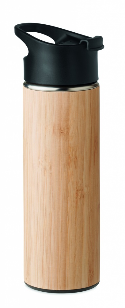 Logo trade promotional products image of: Double wall bamboo flask 450ml