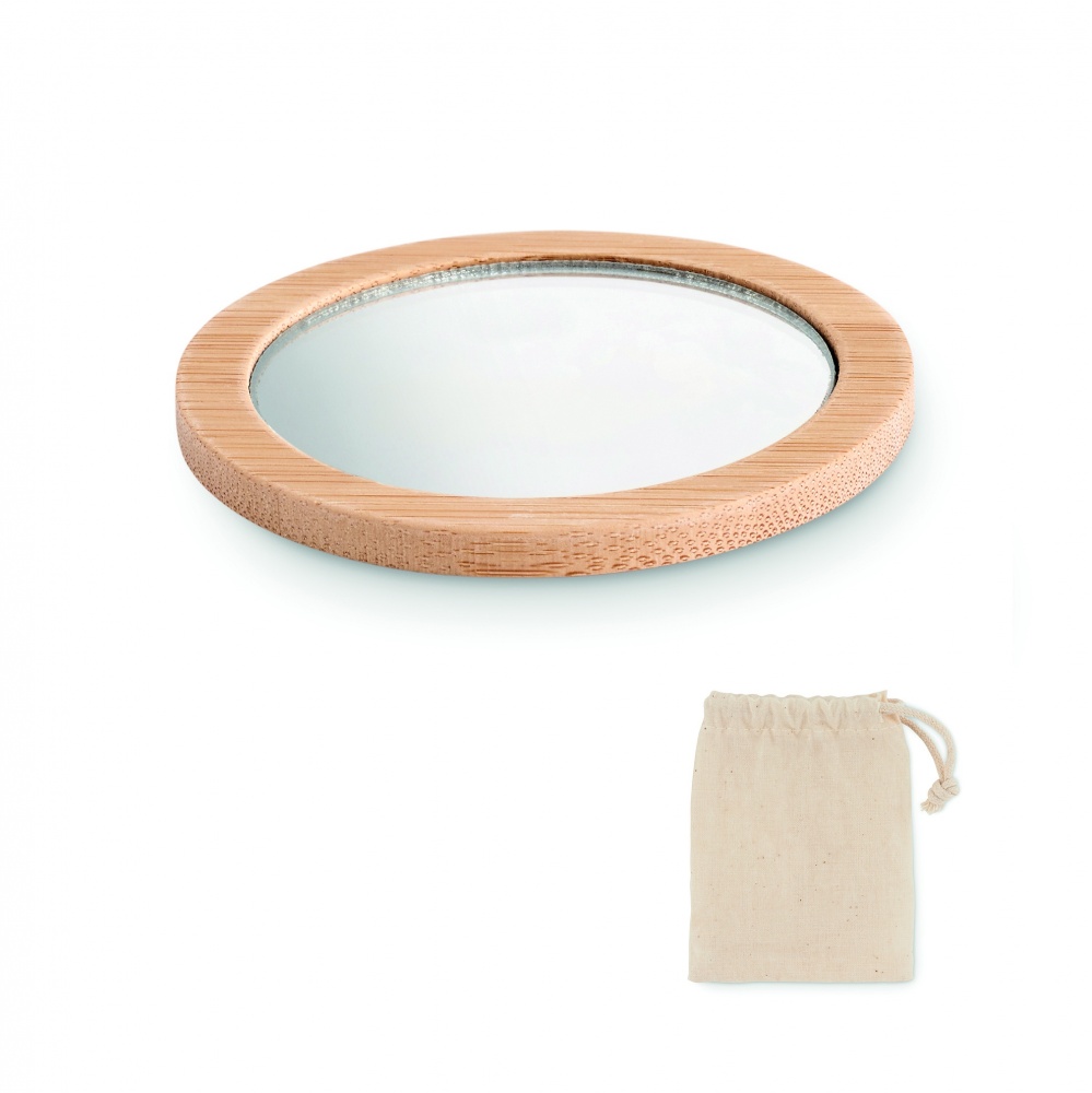 Logo trade corporate gift photo of: Bamboo make-up mirror