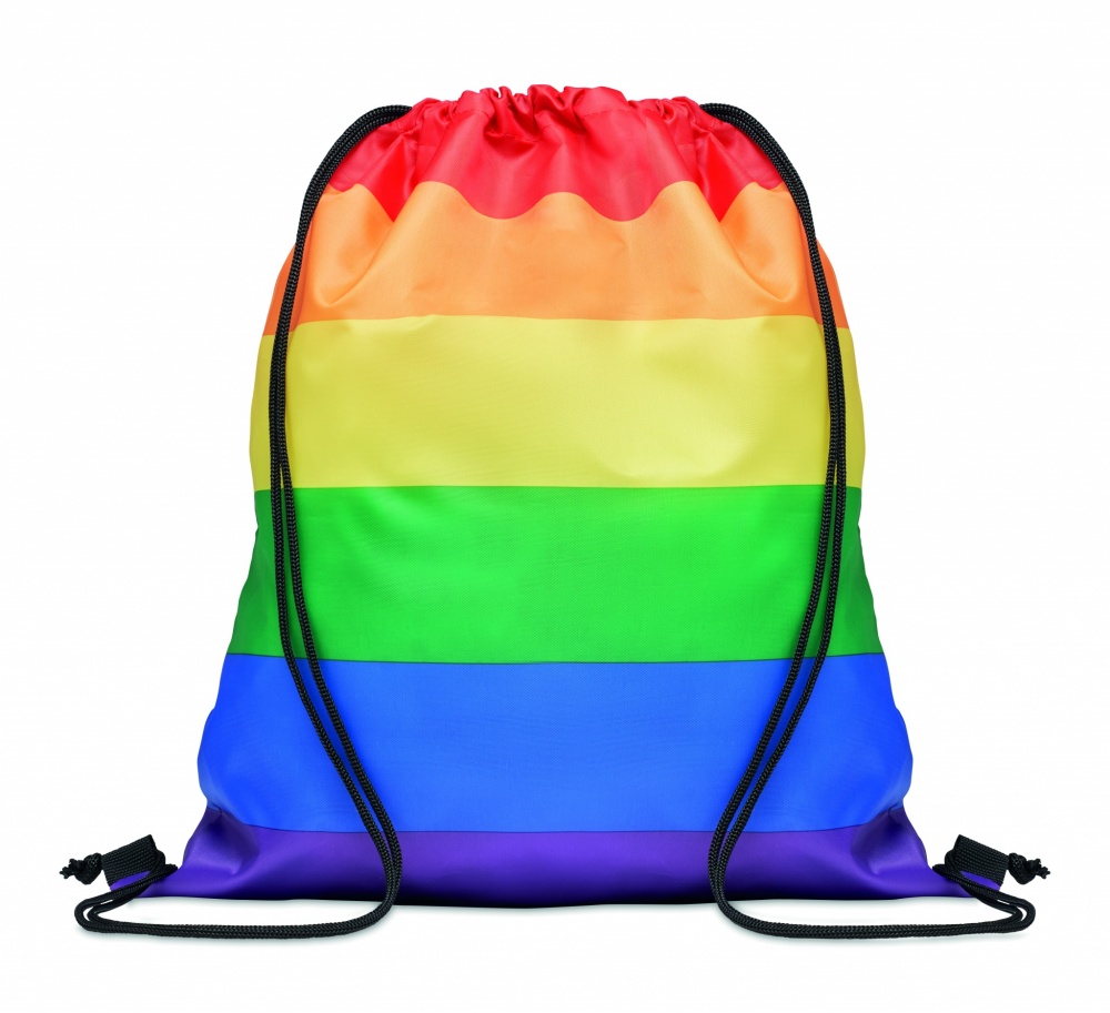 Logo trade advertising product photo of: Rainbow RPET drawstring bag