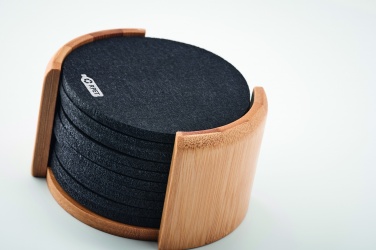 Logo trade promotional merchandise image of: RPET coasters in bamboo holder