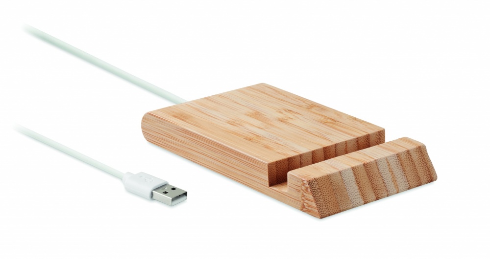 Logo trade advertising products image of: Bamboo wireless charger  10W ODOS