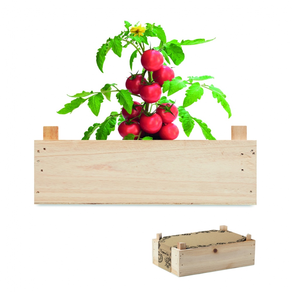 Logo trade promotional merchandise photo of: Tomato kit in wooden crate
