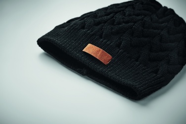 Logo trade promotional merchandise image of: Cable knit beanie in RPET