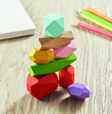 Logo trade corporate gifts picture of: 8 stacking wood rocks in pouch