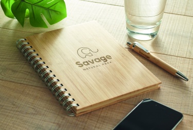 Logo trade promotional product photo of: A5 ring bound Bamboo notebook