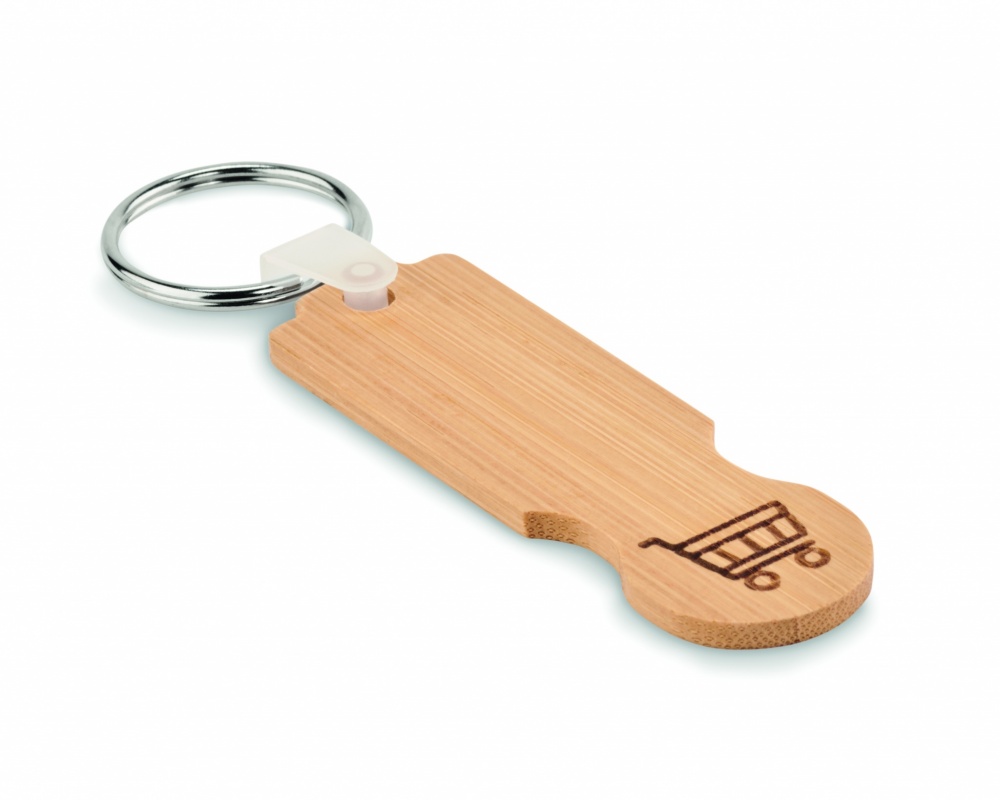 Logotrade advertising products photo of: Bamboo euro token key ring Rauma