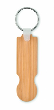 Logo trade promotional gift photo of: Bamboo euro token key ring Rauma
