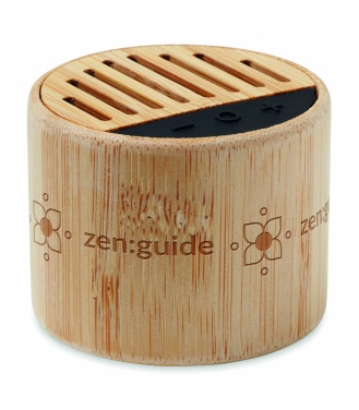 Logotrade promotional giveaway picture of: Round bamboo wireless speaker