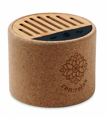 Logo trade promotional gift photo of: Round cork wireless speaker