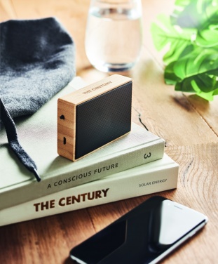 Logotrade business gifts photo of: Solar bamboo wireless speaker