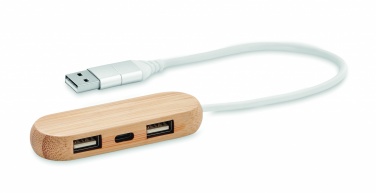 Logo trade advertising products image of: 3 port USB hub with dual input