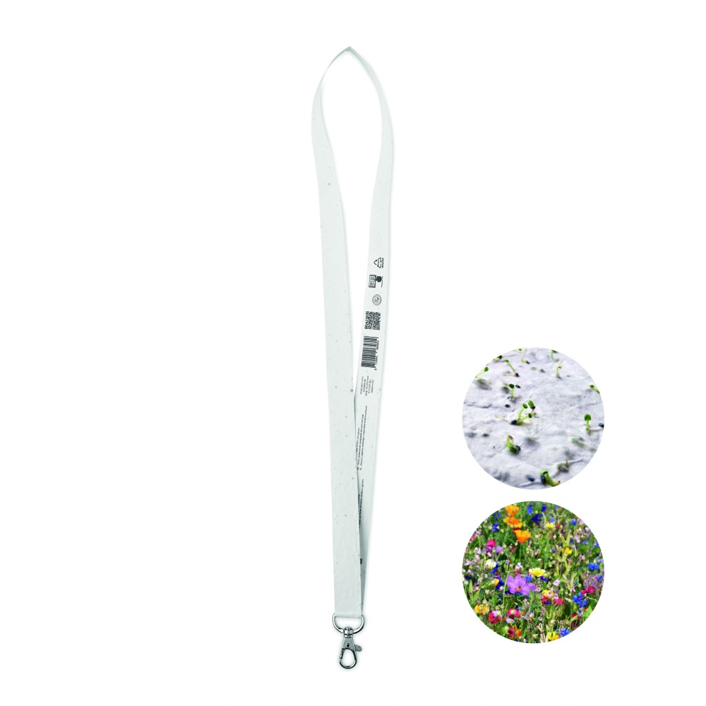 Logo trade advertising products image of: Seed paper lanyard w/hook