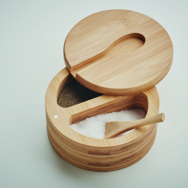 Logo trade promotional items image of: Salt and pepper bamboo box