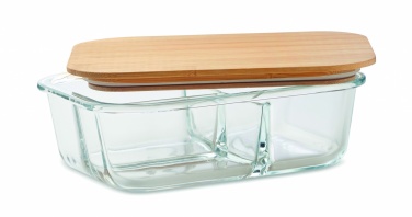 Logo trade promotional giveaways image of: Glass lunch box with bamboo lid