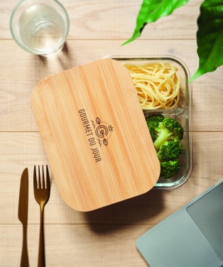 Logo trade promotional items image of: Glass lunch box with bamboo lid