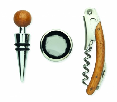 Logo trade promotional items image of: Wine set in bamboo box