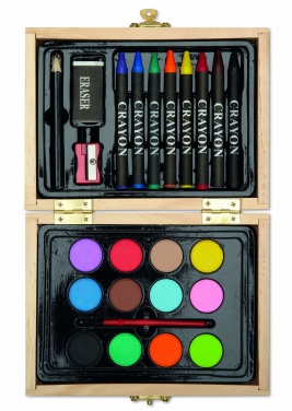Logo trade promotional giveaways picture of: Painting set in wooden box