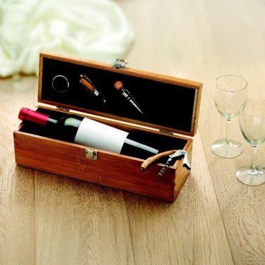 Logo trade promotional products image of: Wine set in bamboo box