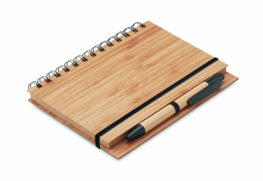 Logo trade promotional gift photo of: Bamboo notebook with pen lined BAMBLOC