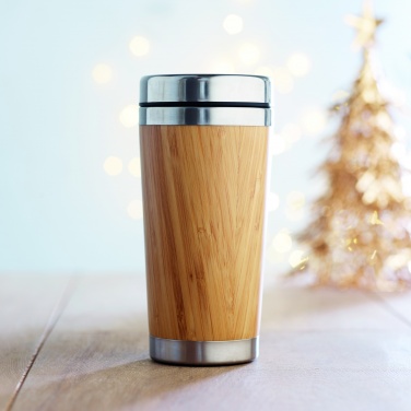 Logo trade promotional merchandise picture of: Double wall bamboo flask 430ml