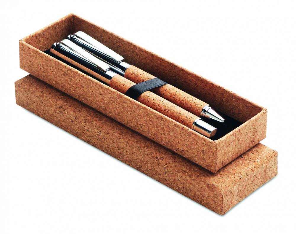 Logotrade promotional giveaways photo of: Metal Ball pen set in cork box