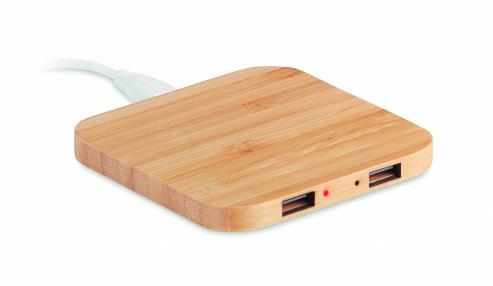 Logo trade promotional giveaways image of: Bamboo wireless charge pad 5W