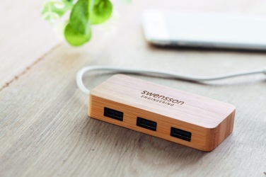 Logotrade corporate gift picture of: Bamboo USB 3 ports hub