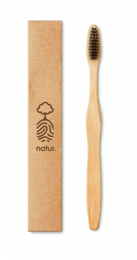 Logo trade promotional giveaways image of: Bamboo toothbrush in Kraft box