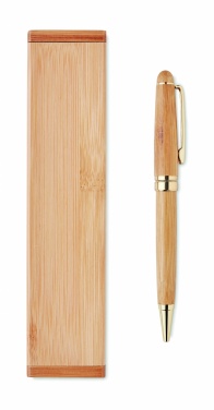 Logo trade promotional product photo of: Bamboo twist-action ballpoint pen in a box