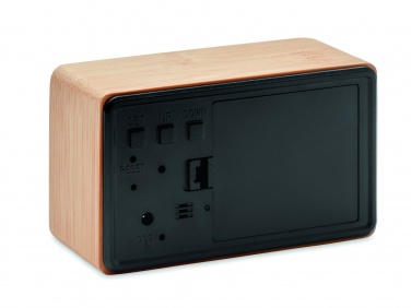 Logotrade corporate gift image of: LED alarm clock bamboo casing Düsseldorf