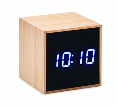 Logotrade promotional product image of: LED alarm clock bamboo casing Dortmund