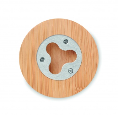 Logo trade promotional merchandise picture of: Bamboo bottle opener/ coaster DAKAI