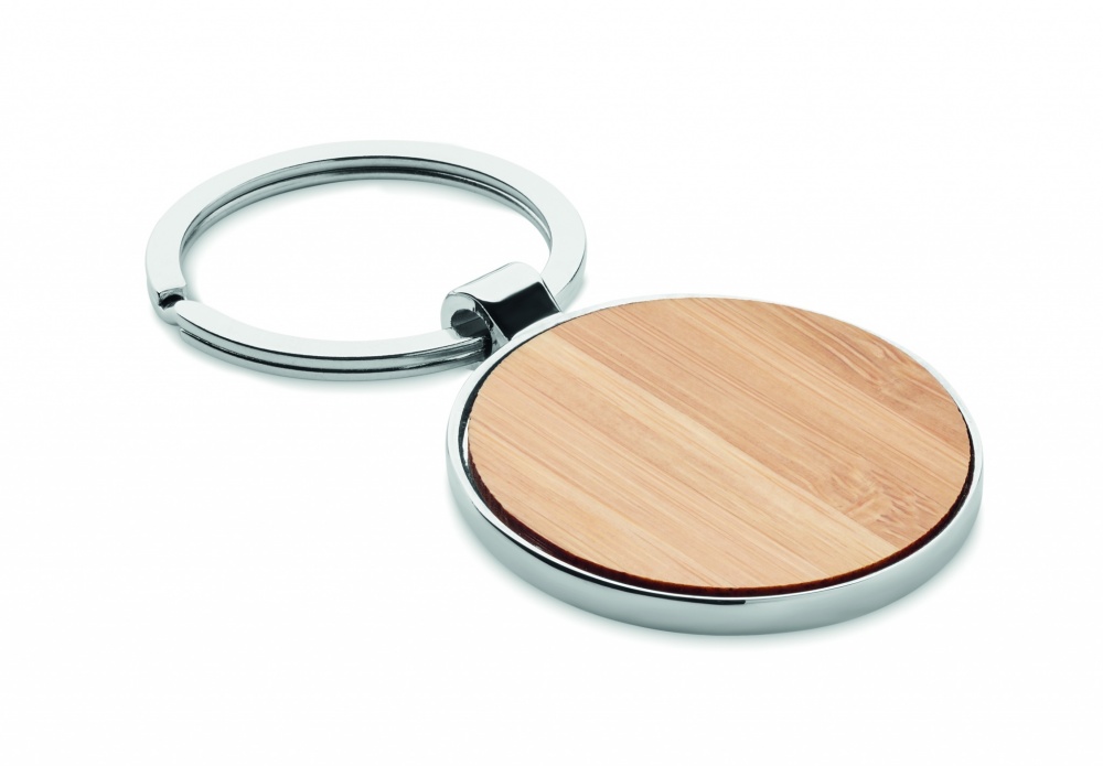 Logotrade promotional products photo of: Round key ring metal bamboo Dobele
