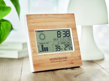 Logotrade promotional merchandise image of: Weather station bamboo front TURKU