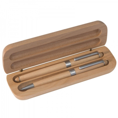Logotrade promotional merchandise image of: Wooden writing set ballpen and roller INDIANAPOLIS