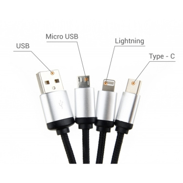 Logotrade promotional gift picture of: 3in1 cable with enlighted logo for engraving, RXD-368