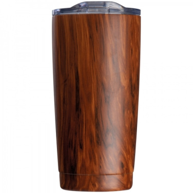 Logo trade promotional giveaway photo of: Stainless steel mug with wooden look COSTA RICA 550 ml