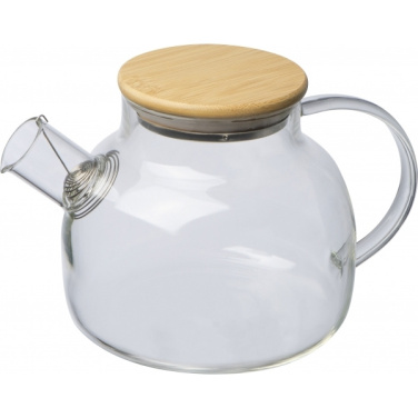 Logo trade advertising product photo of: Glass jug with bamboo lid FRANKFURT 1000ml