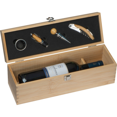 Logo trade business gifts image of: Wooden wine box SAINT-ETIENNE