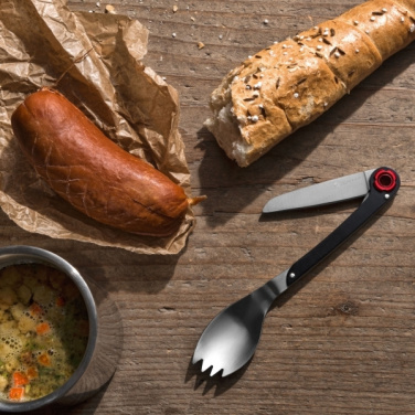 Logo trade promotional giveaways picture of: Multifunctional spoon LATEMAR Schwarzwolf