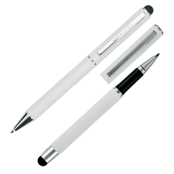 Logotrade promotional product picture of: Writing set ballpoint pen & roller soft touch CLAUDIE