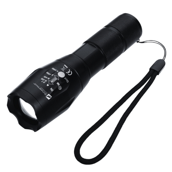 Logo trade promotional merchandise image of: Flashlight DELGADA Schwarzwolf