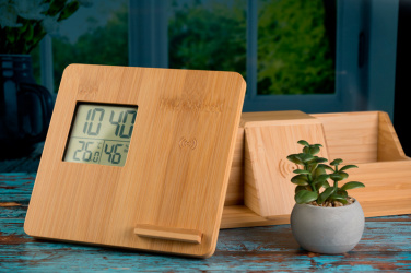 Logo trade corporate gifts image of: Bamboo weather station GRANADA