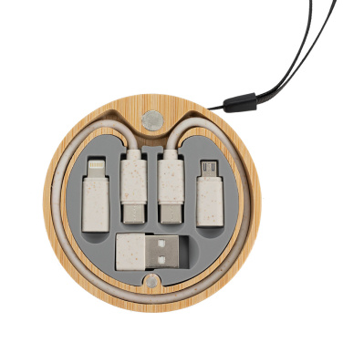Logo trade promotional gift photo of: 4in1 cable in wooden case, LH-ZM01