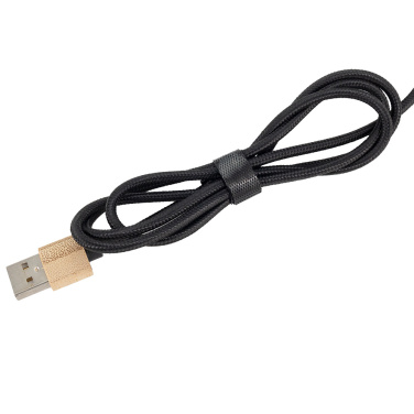 Logotrade corporate gift image of: 3-in-1 cable with elighted logo in a wooden casing, LH-ZMU06
