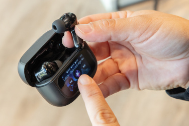 Logotrade corporate gift picture of: Airtune RCS recycled plastic ANC earbuds with touch screen