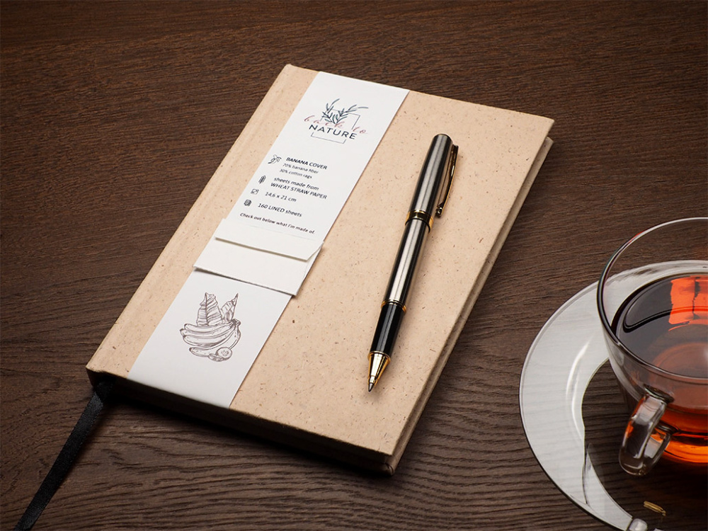 Logo trade promotional merchandise image of: Recycled Banana Notebook 209734200